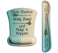 Repose-poignet ergonomique pour clavier et souris avec inscription « Stay Positive Work Hard and Make It Happen »,Citation inspirante,Saisie facile et soulagement de la douleur au poignet