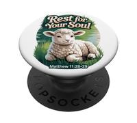 Repose pour Ton âme/Matthieu 11/Agneau paisible au Bord de l'eau PopSockets PopGrip Adhésif