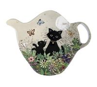 Repose sachet de thé - Motif chat et son chaton au jardin- mélamine de qualité