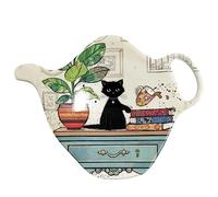 Repose sachet de thé - Motif chat sur son bureau de travail- mélamine de qualité