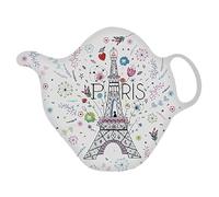 Repose sachet de thé Paris Tour Eiffel - Motif Tour Eiffel en fleurs sur fond blanc - mélamine de qualité