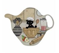 Repose sachet thé Chaton Patissier Kiub Bug Art - beige/noir/multicolore - 7,4x9,7x1,8 cm