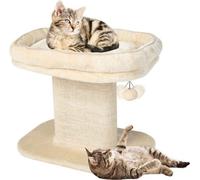 Reposoir et griffoir pour chat COSTWAY PV10026BE, avec siège en peluche, griffoir en sisal et balle, beige - A