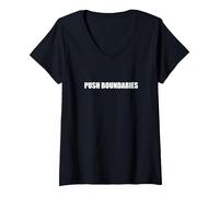 Repousser Les limites T-Shirt avec Col en V, Femme, Noir, M