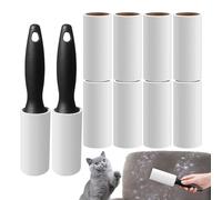 Repousseur de cheveux pour chiens, rouleaux collants pour les poils d'animal,Rouleau de charpie pour l'épilation des animaux de compagnie - Outils à main avec 2 poignées, 60 feuilles chacune, capteur