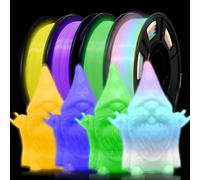 RepRapper 250g*4 Luminescent Filament PLA 1,75 mm Glow in the Dark Filament, PLA luminescent pour imprimante 3D, violet+jaune+vert+blanc à arc-en-ciel