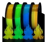 RepRapper 250g*4 Luminescent Filament PLA 1,75 mm Glow in the Dark Filament, PLA luminescent pour imprimante 3D, jaune+bleu+vert+arc-en-ciel