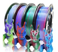 Reprapper 4x 250g Dual Color Filament PLA 1.75 Bicolore de Coextrusion pour Imprimante 3D & Stylo 3D, 4 bobines de 250g, Mat Rouge/Bleu, Mat Violet/Vert, Soie RougeBleu, Soie Bleu/Vert