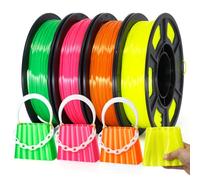 RepRapper Filament en TPU Silk, dureté 95A Shore TPU 1,75 mm, filament flexible souple pour imprimante 3D (± 0,03 mm), 4 x 250 g, jaune, rose, vert et orange