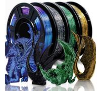 RepRapper Filament PLA 1,75mm - Lot de 4 x 250g Paillettes Multicolores Glow in The Dark - Sparkle Laser Series - Shiny Galaxy - Pour Imprimante 3D