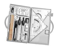 Représentation Et Boussole, Outils De Dessin | Ensemble De Géométrie Professionnel De 16 Pièces Avec Règles Métalliques, Boussole Et Rapporteurs, Ensemble De Dessin Avec Crayons, Règles