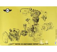 Représentation explosive Poster couleur (72 x 50cm) Simson AWO 425 Moteur 425 Monocylindre Quatre temps 250ccm 12 PS