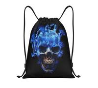 Représentation Numérique D'Un Crâne Bleu Flamboyant Unisexe Sacs De Sport Léger Sac À Dos À Cordon Grand Sac À Cordon Pour Plage Vacances Voyage