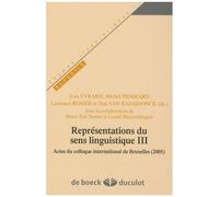 Représentations Du Sens Linguistique - Tome 3