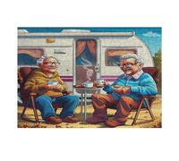 Représente Un Couple âgé Heureux Assis Puzzles 300 Pièces pour Adultes Educa Relaxant Artistique Décoration Murale Challenge Famille Assemblage Amusant 300 PCS