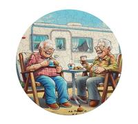 Représente Un Couple âgé Heureux Assis Rond Puzzle 120 Pièces pour Adultes Enfants Forme d'animal DIY Résumé Paysage des Cadeau Original Décoration Murale Classique 120 PCS
