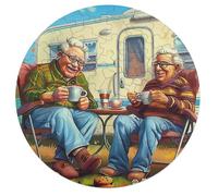 Représente Un Couple âgé Heureux Assis Rond Puzzle 68 Pièces Adultes Enfants Forme d'animal Encastrement Facile Qualité Premium Relaxation Activité Artistique Décoration 68 PCS