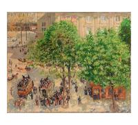 Reproduction d'art sur toile roulée - Pissarro - Place du théâtre en France - 76,2 x 101,6 cm | Couleurs résistantes à la décoloration | Décoration murale unique pour intérieurs modernes
