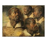 Reproduction d'art sur toile roulée - Rubens - Quatre études d'une tête de maure - 127 x 101,6 cm | Couleurs résistantes à la décoloration | Décoration murale unique pour intérieurs modernes
