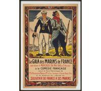 Reproduction d'art sur toile roulée - Vintage - Mariners de France - 127 x 101,6 cm | Couleurs résistantes à la décoloration | Décoration murale unique pour intérieurs modernes