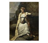 Reproduction de Tableau célèbre de Camille Corot "Haydee, jeune femme en robe grecque"Impression sur toile,art mural pour décor de salon Tableaux 20x25cm(8x10in) sans cadre