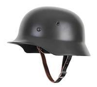 Reproduction d'un casque de l'armée allemande M40 pendant la seconde guerre mondiale - En acier - Doublure en cuir et sangle de menton - Gris - Taille Unique