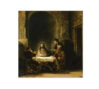 Reproductions de Tableaux sur toile,Rembrandt Poster,Souper à Emmaüs,Impression sur toile,Tableau Decoration Murale Chambre30x30cm(12x12in) Sans cadre