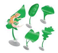 Reptile Aquarium Decorations, Artificial Leaf Ornaments, 5-Piece Reptile Decor, Organizer for Snake Corn Bearded Dragon Lizard Gecko Freshwater Saltwater Indoor, Adds Natural Look and Hiding Spots