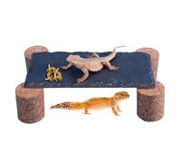 Reptile Basking Rock, Sunbathing Rock with Cork Stake, Humid-Proof Resting, Climbing and Hiding Cave for Gecko Tortoise Snake Turtle, Indoor Terrarium Accessory, 1 Piece