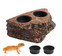 Reptile Dish, 2-Cup Imitation Rock Bowl, Aquarium Decoration Accessory, Small Turtle Habitat Feeder, Animal Feeding Tray for Spider, Snake, Turtle, and Exotic Pet Enclosures