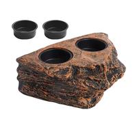 Reptile Dish, 2-Cup Imitation Rock Bowl, Natural Habitat Feeder Tray, Aquarium Decoration, Small Turtle Feeding Station, Snake Spider Food and Water Dish, 5.71x2.36x3.94 inches