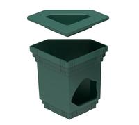 Reptile Feeder, Terrarium Cave Shelter, Basking Decoration, Feeder Bowl Rock for Lizard, Snake, Gecko, Salamander, Toad, Spider, Amphibian, Frog, Bearded Dragon, Aquarium, Color Brown and Green