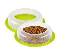 Reptile Feeding Bowl, 2 Piece Anti-Tip Feeder Container, Escape Proof | Reptile Feeding Bowl, Anti-Tip Feeder, Escape Proof Design, for Snakes, Lizards, Leopard Frogs, Indoor Home, Garden, Yard