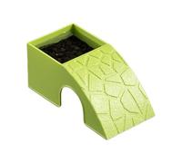 Reptile Feeding Dish, 2 in 1 Habitat Shelter, 6x5 inches Bowl with Rock Texture, Resin Terrarium Water Basin, Natural Ornament with Cave Style, Feeding Tool for Bearded and Geckos