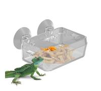 Reptile Food Bowl - Anti-Escape Suction Cup Ledge Feeder, Multi-Function Transparent Water & Feed Dish | Durable Gecko Chameleon Lizard Snake Tank Bowl for Terrarium Enclosures