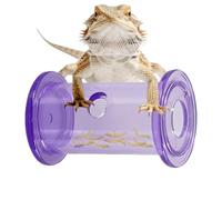 Reptile Food Bowl - Slow Feeder Rolling Cylinder Foraging Toy, Clear Bearded Dragon and Parakeet Feeding Dish, Enrichment Bowl for Gecko Lizard Parrot Chameleon Cockatiel, 2.36x1.54x1.54 inch