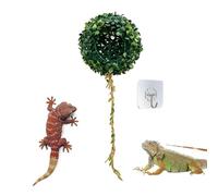 Reptile Hiding Cave | Pet, Simulated Grass Ball, 6.7 inch | Hanging Plant with Hook | Crested Gecko Tree Frog Shelter, Rainforest Vivarium Decor