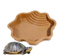 Reptile Soaking Dish with Climbing Ladder, Crawl Pet Bathing Pool and Feeding Water Plate for Gecko Snake Bearded Dragon Lizard Aquarium Decor and Terrarium Habitat Enrichment 29x27x4.5cm