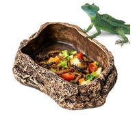 Reptile Water Bowl Rock Look Non-Slip - Terrarium Decor Bearded Dragon Dish