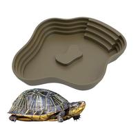 Reptile Water Dish - Tortoise Bathing Pool with Ramp | Reptile Sloped Water Bowl & Turtle Basking for Snakes Hermit Crabs Turtles Terrarium Feeding & Bathing Dish