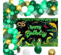 Reptiles fête d’anniversaire décorations pour garçon Reptile lézard serpent tortue Alligator toile de fond avec Alligator Foil ballon Safari Jungle anniversaire ballon guland Kit Swamp fête à thème