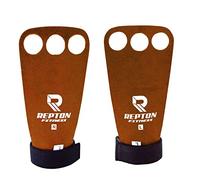 Repton Poignées de gymnastique en cuir,Poignées Cross Fit avec support de poignet,Protection complète de la paume,haltérophilie, tractions, WOD, entraînement de gym (taille S/M, marron)