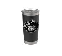Republic Aviation Vintage 1940 Logo | P-47 Thunderbolt WWII Gobelet isotherme en acier inoxydable double paroi