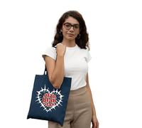 Republic of California Cotton Division Officiel Blah-Blah-Blah imprimé 100% coton |Réutilisable | Longue poignée | Voyages et achats |Sac fourre-tout 38 * 40 CM, Blah_Navy_1, Taille unique