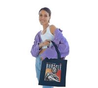 Republic of California Cotton Division Officiel Le Love, C’est Surfait imprimé 100% coton |Réutilisable | Longue poignée | Voyages et achats |Sac fourre-tout 38 * 40 CM, Le Love_Navy_1, Taille unique