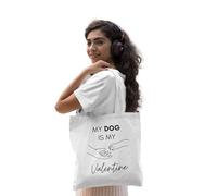 Republic of California Cotton Division Officiel My Dog Is My Valentine imprimé 100% coton |Réutilisable | Longue poignée | Voyages et achats |Sac fourre-tout 38 * 40 CM, Dog_White_1, Taille unique
