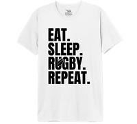 Republic of California « Eat, Sleep, Rugby, Repeat » MEREPCZTS127 T-Shirt Homme, Blanc, Taille XL