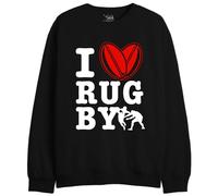 Republic Of California I Love Rugby imprimé Hooded Sweatshirt Homme -Coupe Standard Winter Wear avec Capuche à Cordon de Serrage et Poche Kangourou,I Love Rugby_Noir,Taille XL