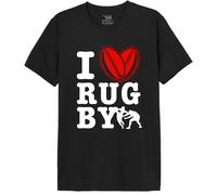Republic of California I Love Rugby imprimée T-Shirt Homme Tee-Shirt Mode Casual Été Confortable à Manches Courtes et col Rond en Respirant Coton,Noir_Taille XX-Large