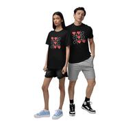 Republic of California Love X.O Love Always Wins imprimé T-Shirt Couple Unisexe - Cadeau Couple Coton Col Rond Manches Courtes - Haut Amour pour Hommes et Femmes,Small_Black